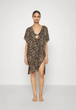 Anna Field Printed Short Kimono / 606 - Khaki_003 - Off-White - Beach Accessory