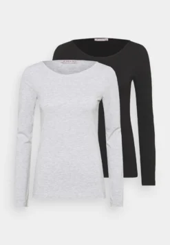 Anna Field 2 Pack - Long Sleeved Top - Black/Mottled Grey