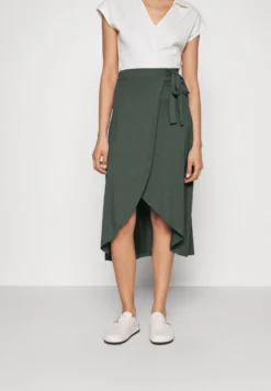 Anna Field Basic Wrap Over Midi Skirt- A-Line Skirt - Light Green